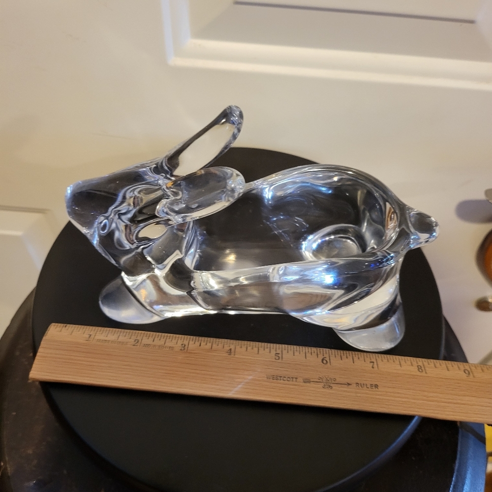 Clear Crystal Glass Bunny Rabbit Dish Bowl Vintage - Picture 14 of 14